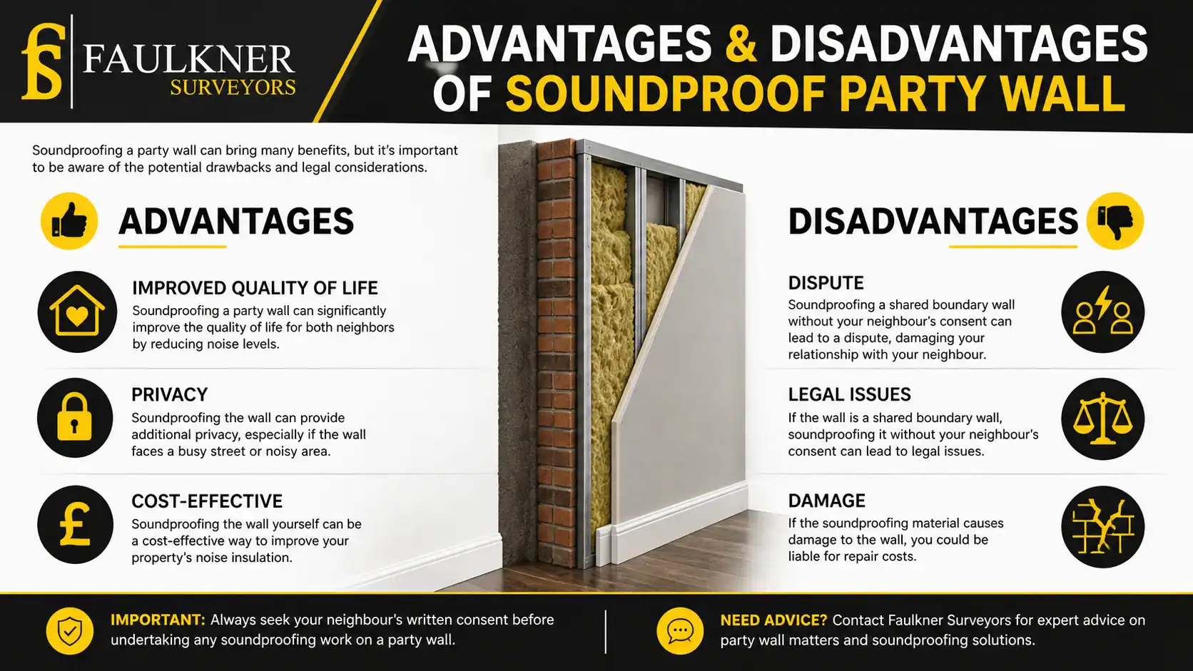 Can you soundproof a Party wall? 2 Advantages and Disadvantages of Soundproof Party Wall Hoddesdon