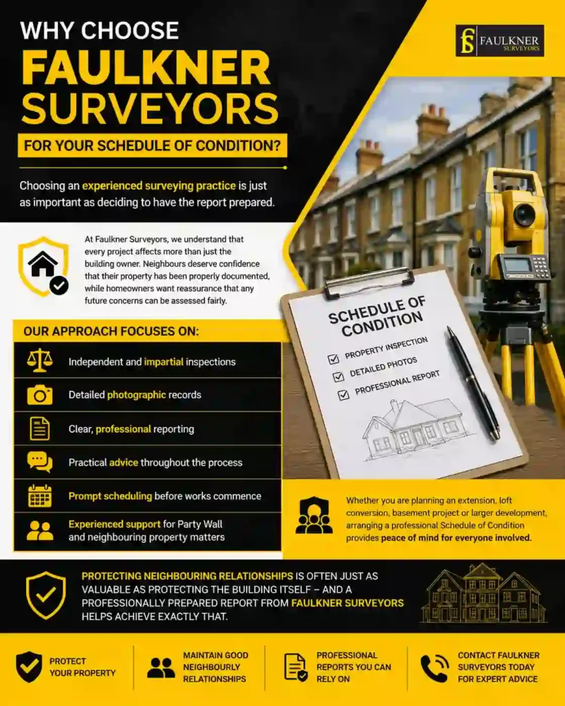 Schedule of Condition: What It Is and Why It Protects Both Neighbours 3 Why Choose Faulkner Surveyors for Your Schedule of Condition Hoddesdon?